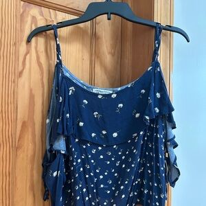 American Eagle Outfitters Blue Ruffled Tiered Camisole